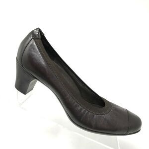 Munro Odette Pump Womens Size 8 N Brown Leather Patent Cap Toe Comfort Heel